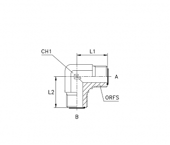 Угольник 90° с наружней резьбой ORFS 9/16"-18