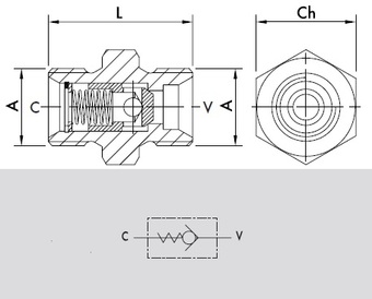 Клапан обратный VU MM 1/2" 1Bar